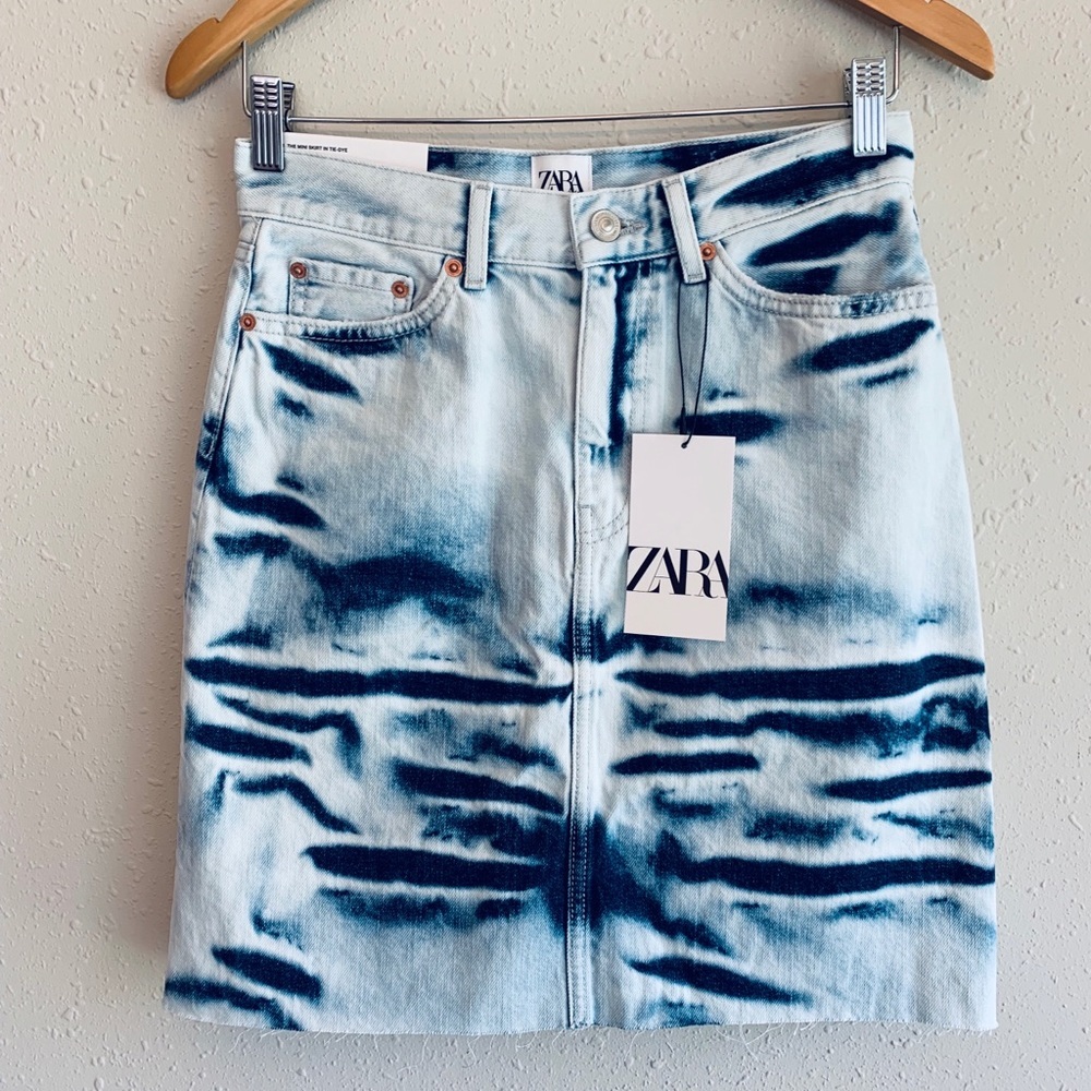 Zara Denim Women’s Mini Skirt In Tie-Dye Size Small NWT - Picture 5 of 8